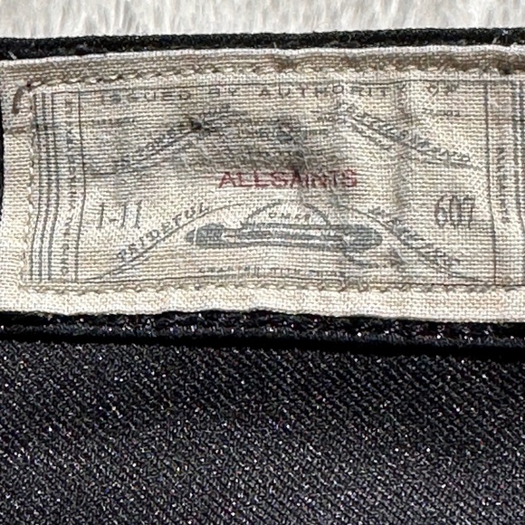 🇬🇧 ALL SAINTS “Brodie” Waxed Low Rise Cropped Skinny Jean Black - Picture 6 of 8